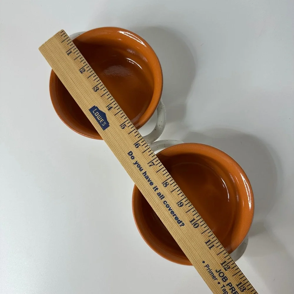 2 De Silva Italy Glazed Speckled Terracotta Soup Bowls Double Handles Farmhouse